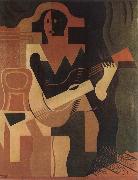 Juan Gris The clown playing Guitar oil painting on canvas